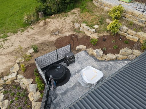 Ferienhaus Diemeltal Drohnenbild des Außenbereichs von oben